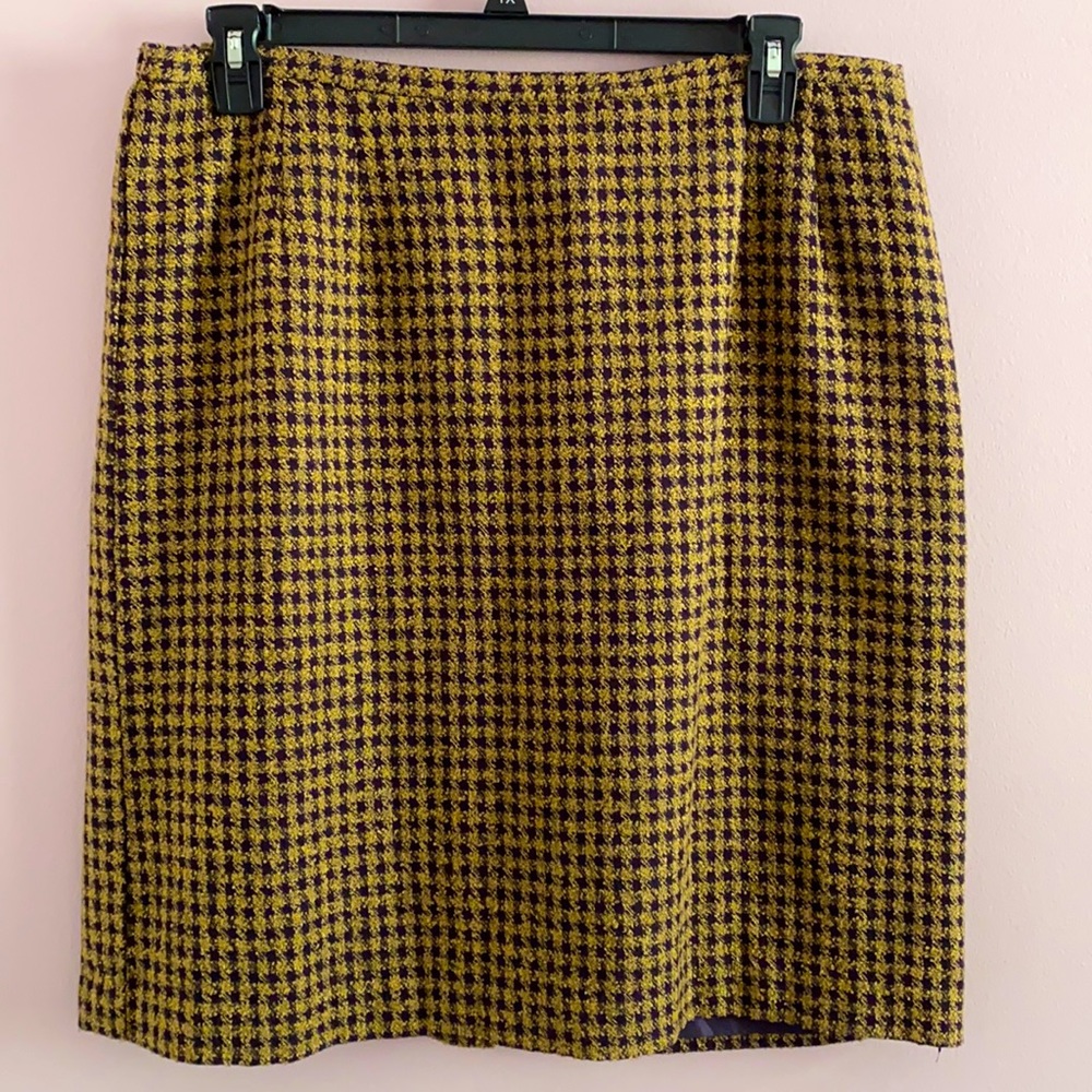 Maggie McNaughton knee length gold and plumb skirt - Picture 1 of 5